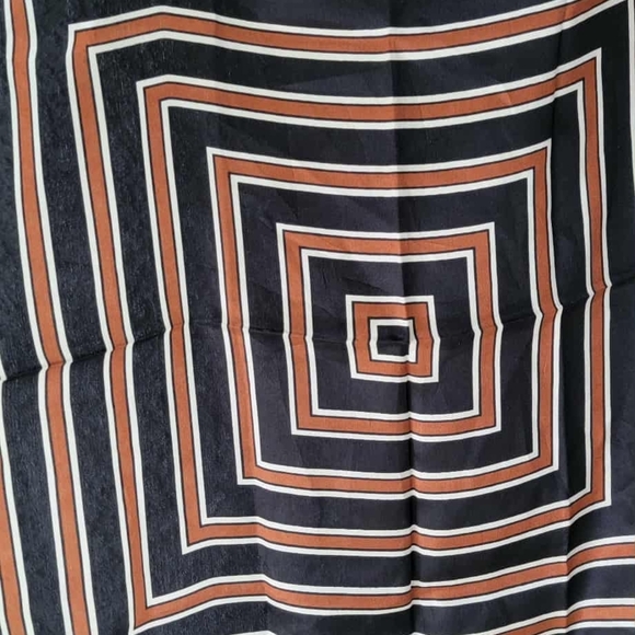 Anne Klein Silk Scarf in Black, White, and Orange - Picture 3 of 4